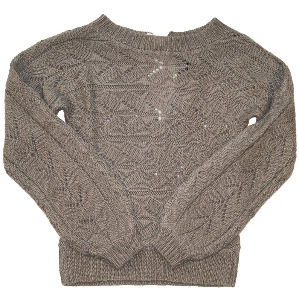 Moon & Madison Grey Knit Long Sleeve Tie‎ Up Back Detail Sweater Top